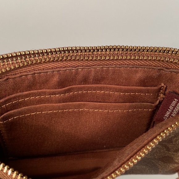 Coach Signature Coated Logo Double Zip Wallet Wristlet - Picture 7 of 8